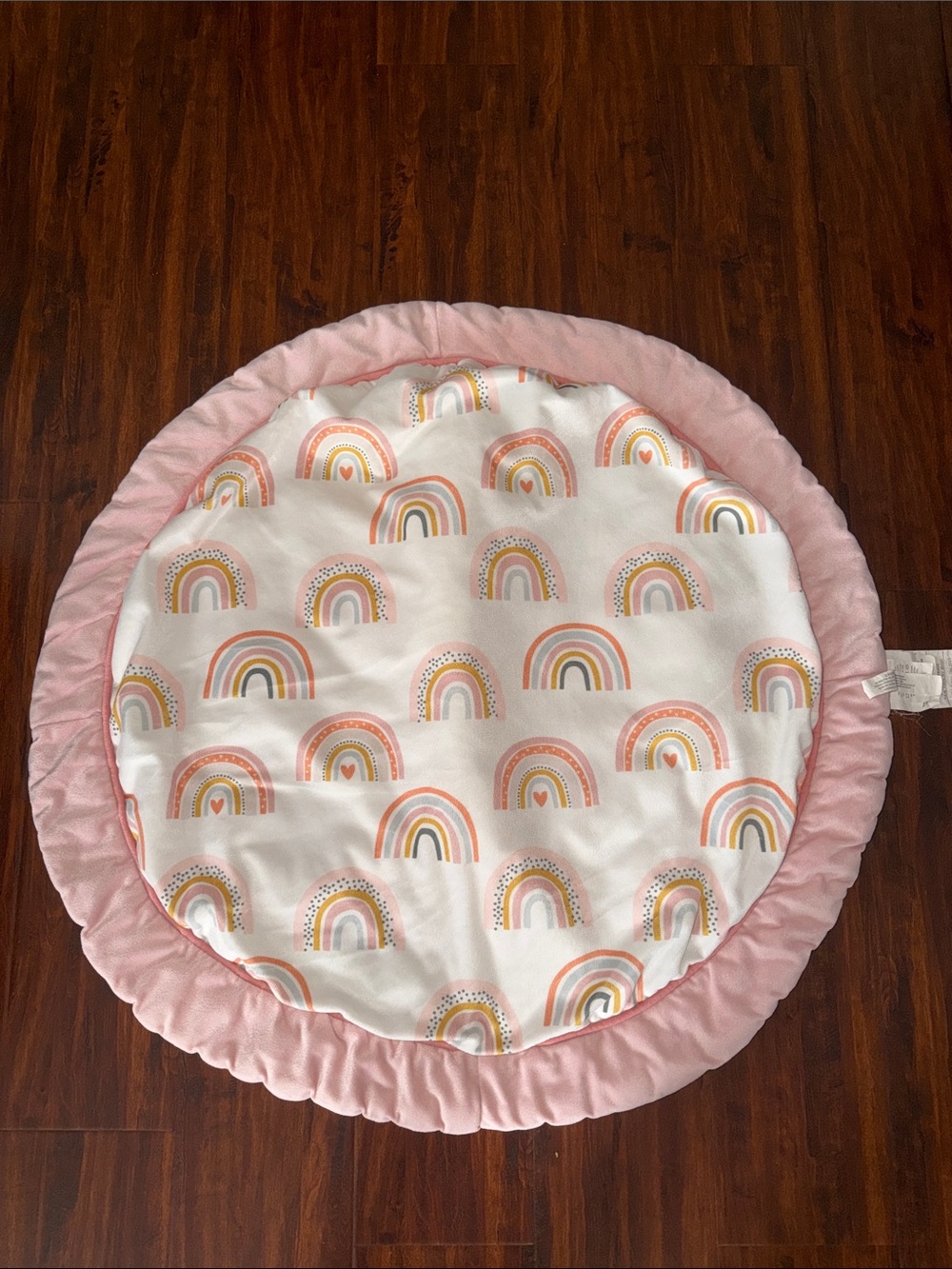 Round Baby Play Mat with Pink Rainbow Print